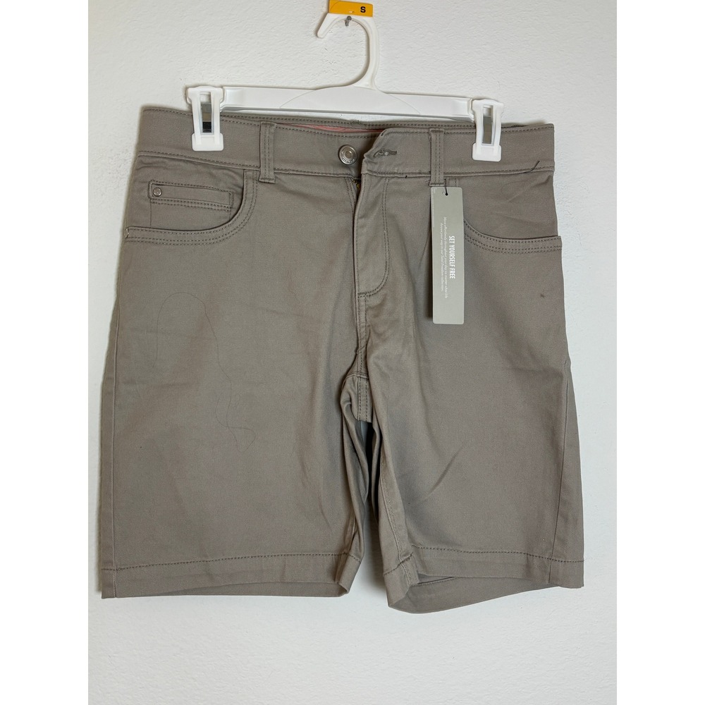 Lee Total Freedom Khaki Shorts Womens 6 Medium Tan Stretch Flat Front P551916